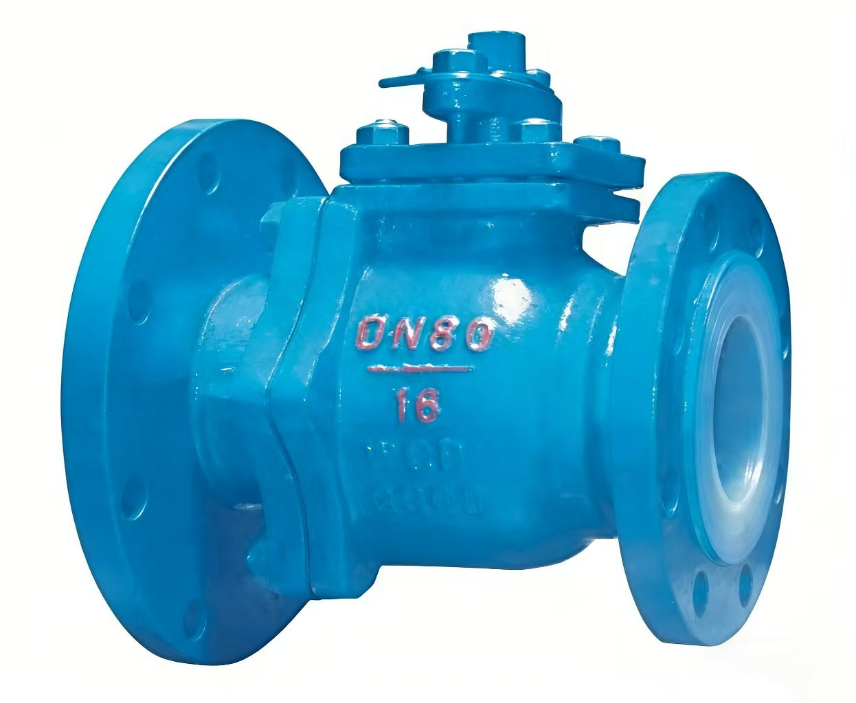 Fluorine-lined discharge valve
